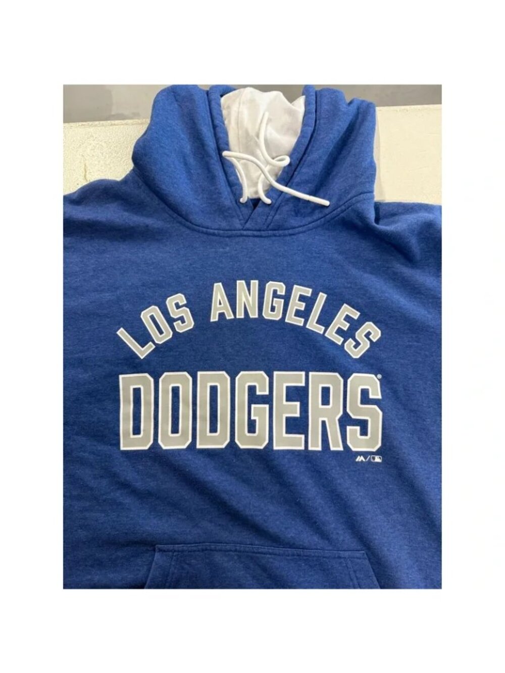{Los Angeles Dodgers x Majestic Men's Pullover Hoodie Sweatshirt Blue}
